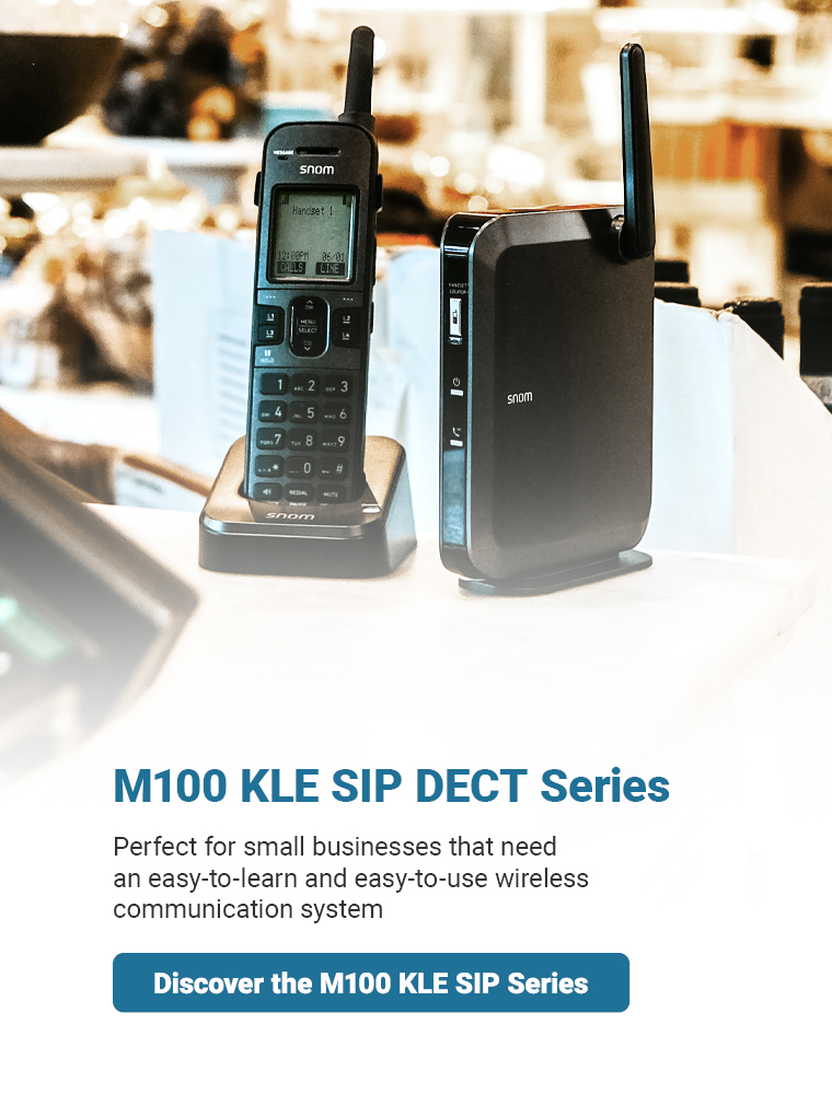 M100 KLE SIP DECT Series | Perfect for small businesses that need an easy-to-learn and easy-to-use wireless communication system | Discover the M100 KLE SIP Series