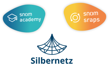 snom academy logo; snom sraps logo; Silbernetz logo